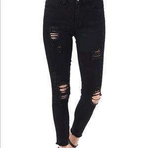 Just Blue black skinny fit distressed jeans